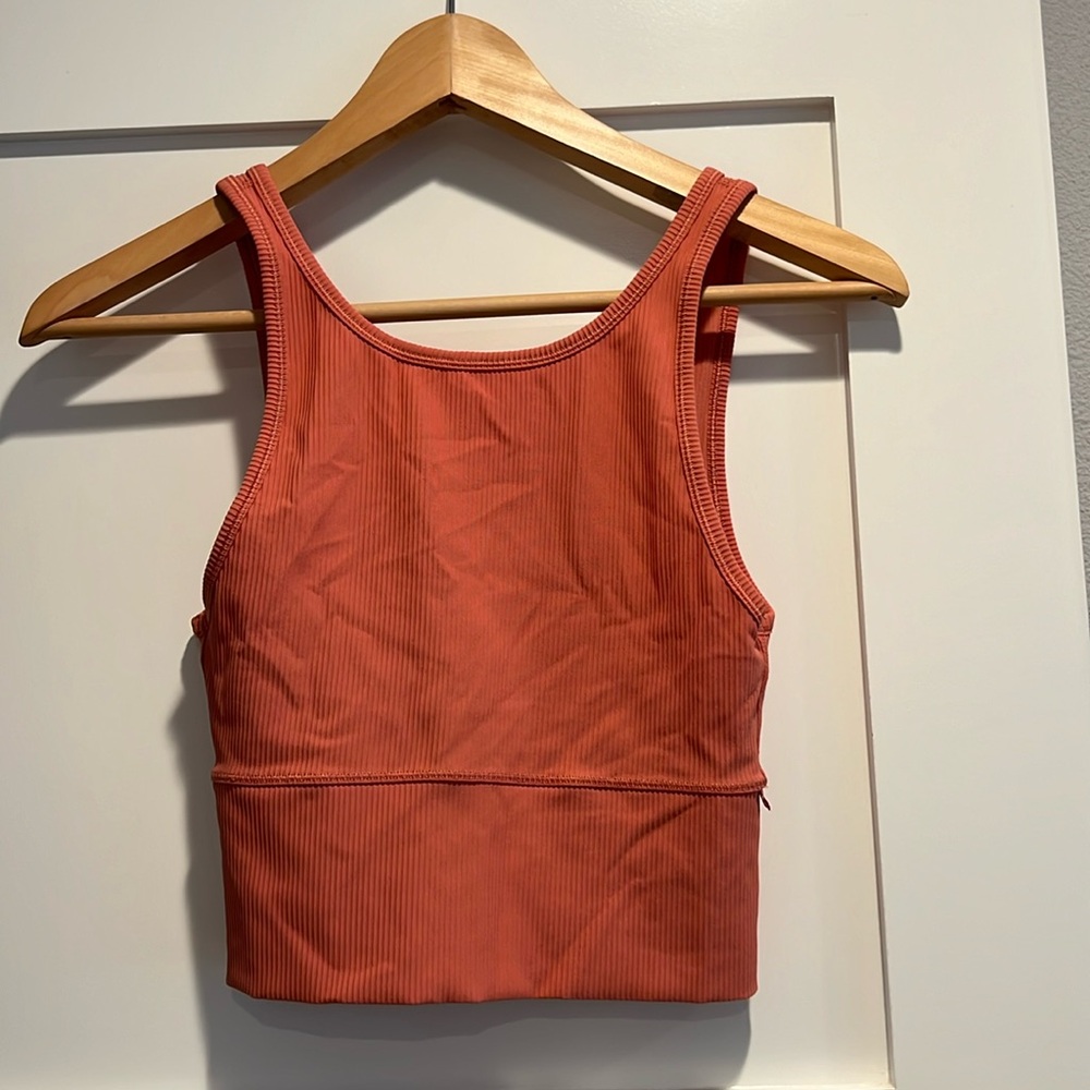 Lululemon ribbed tank top, peach/coral, size 4.  Like new.